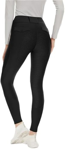 CGUOHU Termiska ridbyxor tjocka ridbyxor kvinnor full silikon ridbyxor kvinnliga sport hästkläder tävling tights, Svart, S