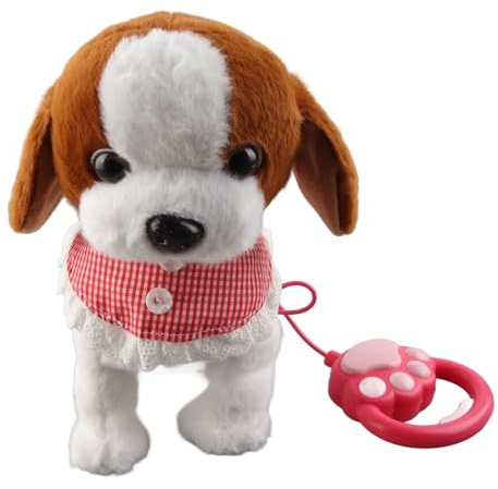 Segrehy Walking and Barking Puppy Dog Toy Interactive Dancing Electronic Plush Pet with Remote Control Leash for Kids Soft Cute Talking Singing Puppy Toy for Children Indoor Outdoor Play (Brown)