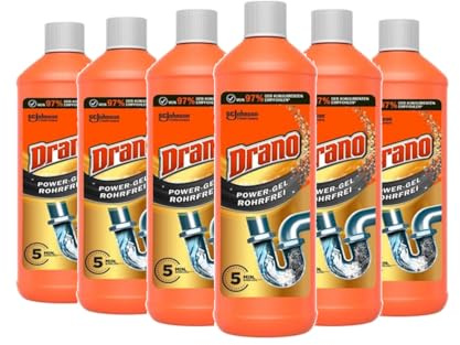 Drano Power Gel Rohrfrei Abflussreiniger, Abflussreiniger, Rohrreiniger, 1000 ml 6er Pack