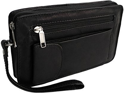 Bag Street Leder - Exquisite Herren Handgelenktasche, Herrentasche, Handtasche, Handgepäck-Tasche (Schwarz) - präsentiert von ZMOKA®