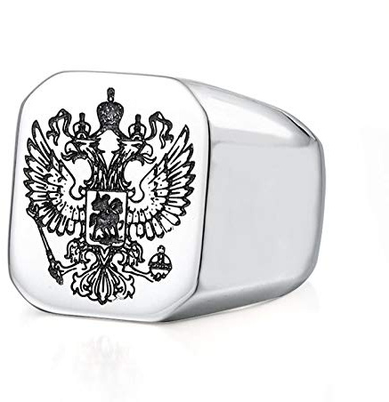 Bishilin Adler Ring Herren, Gothic Ringe Edelstahl Siegelring Quadrat Hochglanzpoliert Partnerring Silber Ring Personalisiert Größe 60 (19.1)