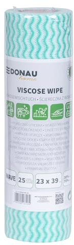 DONAU HOME Tuch mit 70% Viskose/Hochwertiges Wischtuch auf Rolle/Reinigungstücher Für Möbel/Strapazierfähig/Saugstark/Weich/Streifenfrei/Rolle/ 23x39cm/ 25 Blatt/Grün