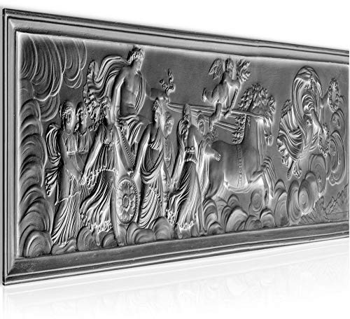 Runa Art Wandbild Antik Flachrelief Rom 1 Teilig 100 x 40 cm Modern Bild auf Vlies Leinwand Wohnzimmer Silber 025612b