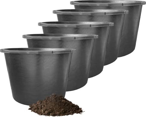 Hossi's Wholesale 5X Mörtelkübel 90l aus Kunststoff, stabile Maurerkübel, Baueimer für Baustelle und Garten