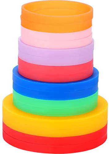 16 Pieces Rolling Pin Guide Ring Spacer Bands Thickness Rings Flexible Silicone Slip On Baking Accessories Fit for 1.6 Inch Wide Dough Rollers (0.4/0.2/0.08/0.04 Inch in Thickness), 8 Colors