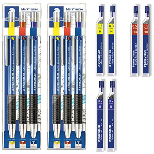 Staedtler 775SCWP3 - Marsmicro 0,3-0,7 3er Set farbig (2, inkl. Minen 03 H?05 HB?07B)