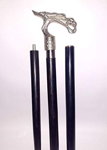 Deluxe Gehstock aus Aluminium, Holzsockel, Vintage-Stil, Schlangen-/Kobra-Griff, Unisex, für Damen und Herren