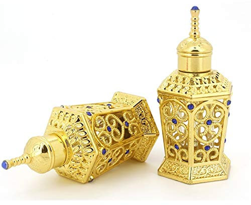 WZCXYX 2 Stück 10ml Vintage Metall Parfümflasche Arabische ätherische Öle Tropfflaschenbehälter Nahost Unkraut Dekoration Geschenk