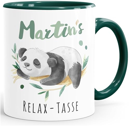 SpecialMe® Relax-Tasse Panda personalisiert mit Namen Namenstasse individuelle Geschenke Anti-Stress Inner-gruen Keramik-Tasse
