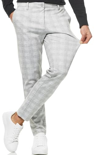 Indicode Herren Rodekro Performance Pants | Chinohose Herrenhose Super Stretch Stoffhose Bequeme Business Hose für Männer Grey Check, 31/32