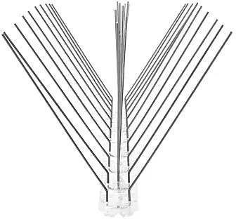 10 metros de Pinchos antipalomas | Púas para Palomas de Acero Inoxidable | Ahuyenta Palomas Efectivo | 20 Tiras de 50cm Montadas | con Base Transparente