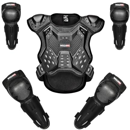 WOSAWE Kinder-Schutzkleidung mit Knieschoner Ellenbogenschoner Schutz Weste Motorrad Ganzkörperschutz Rüstung für Ski Snowboard Motocross Sport (ML206 Sets, M)