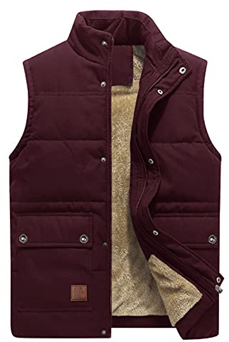 KEFITEVD Weste Herren Winter Ärmellose Fleeceweste Thermo Weste Jagdweste | Wasserabweisend, Fleecegefüttert, Stehkragen Gegen Kälte, 3 Taschen, Ärmellos, Uneingeschränkte Bewegungsfreiheit