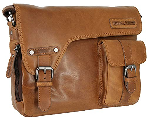 Golden Deer Echt-Leder Umhängetasche | Messenger Tasche aus Leder | Aktentasche Arbeitstasche | Schultertasche Lehrertasche Businesstasche Unitasche (braun, hellbraun)