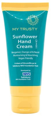 My Trusty Sunflower Hand Cream, Suitable for Dry Skin and Skin Prone to Eczema, Vegan Friendly with Natural Ingredients, Bergamot Orange and Neroli Scent, 100ml