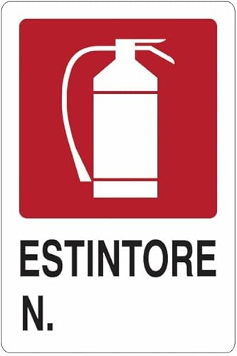Estintore Numero - CARTELLO SEGNALETICO ISO 7010 in Adesivo Resistente, Pannello in Forex o Pannello In Alluminio (PANNELLO IN ALLUMINIO 10X15 CM)
