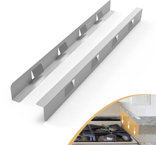 MOFINO Stove Gap Covers 316 Stainless Steel,Stove Gap Filler,Heat-Resistant Oven Side Gap Filler,Between Stove and Counter Slide In Range Trim Kit for Kitchen,2 Pack (23.2” Silver)