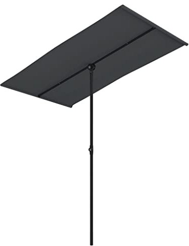 Rechteckig Aluminium-Mast Sonnenschirm Marktschirm Gartenschirm Terrassenschirm Balkonschirm für Strand Sand Rasen, 180 x 130 cm Schwarz