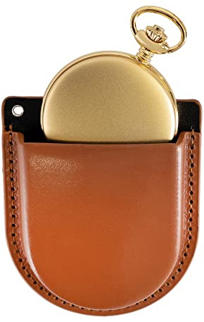 Eichmüller since 1950 Taschenuhrencase aus Kunstleder (offen) - Braun - Vintage Etui für Pocket Watches - Gürteltasche
