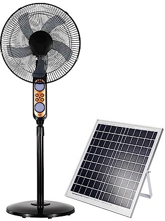 Ventilador De Pie con Mando A Distancia, 5 Aspas, 16 pulg, Ventilador Recargable, 4 Velocidades, PosicióN Nocturna Extra Silenciosa, OscilacióN, Ventilador Solar, para Hogar Dormitorio Campamento