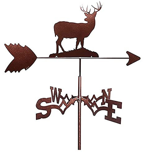 EICOFF Tierische Wetterfahne aus Metall, Vintage-Elch-Wetterfahne, hohler Windrichtungsanzeiger, Wetterhahn für Outdoor, Garten, Dach, Koppel, Dekoration, Messwerkzeuge, braun, 35 x 50 cm