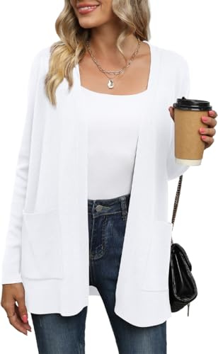 Yommay Cardigan for Women Long Sleeve V-Neck Knitted Sweater with Pockets
