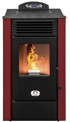 STUFE A PELLET ITALIA Alaska 9 KW 5 Stelle | Stufa ad Aria Ventilata Efficienza 92% Scalda 80m² Autonomia 20H Certificata 5 Stelle Programmabile 5 Velocità e Potenze Garanzia 24 Mesi Rosso