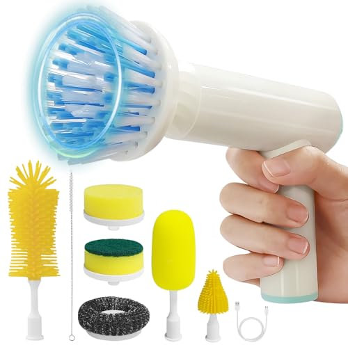 Handheld Electric Spin Cleaning Brush for Baby Bottle, Kitchen, Water Cup with Power Silicone Head,Straw Cleaner Brush, Upgraded 2024 Kitchen Gadgets. Multifunctional Automatic Cordless Hand Scrubber