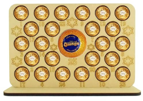 Calendario de Adviento de Navidad con soporte para chocolate con estrellas, cuenta regresiva mágica de Navidad, soporte grande para naranja chocolate de Terry, Ferrero Rocher, reutilizable (chocolates