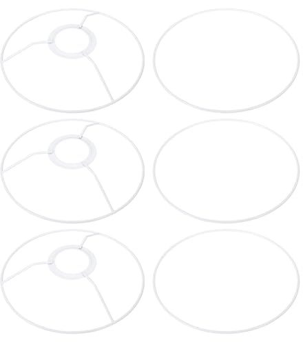 PATIKIL 7 E26 E27 Lampenschirm Ring Gestell mit Europäischer Installateur 3 Pack Lampenschirm Halter Draht Rahmen Heimwerker Trommelring für Tisch Stehlampe Weiß