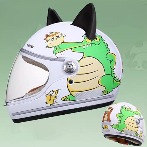 QJWMatic Kinder Motorrad Integralhelm Racing Motocross ATV Helm Jungen Mädchen Straße Elektro Moped Helm für 4-15 Jahre Kinder B,46-53CM