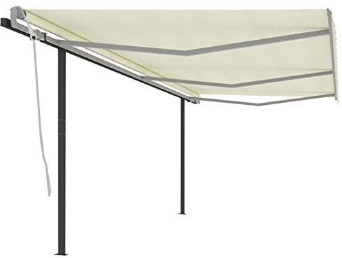 Tidyard Gelenkarmmarkise Markise Gelenkmarkise Terrassenmarkise Klemmmarkise Sonnenmarkise Sonnenschutz Balkonmarkise für Balkon,Terrasse,Garten mit Pfosten 6x3 m Creme