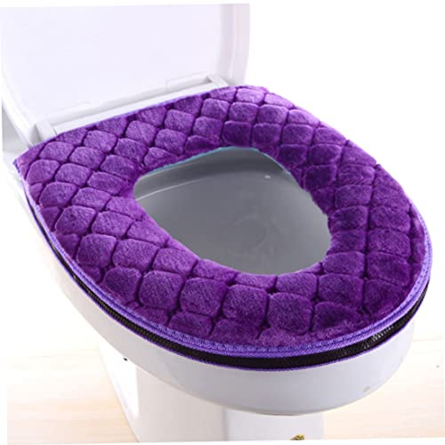 Obelunrp Toilet Seat Covers, Stretchable Toilet Seat Cushion Warmer, Washable Cloth Toilet Seat Cover, Soft Thicken Toilet Seat Warmer(Purple)