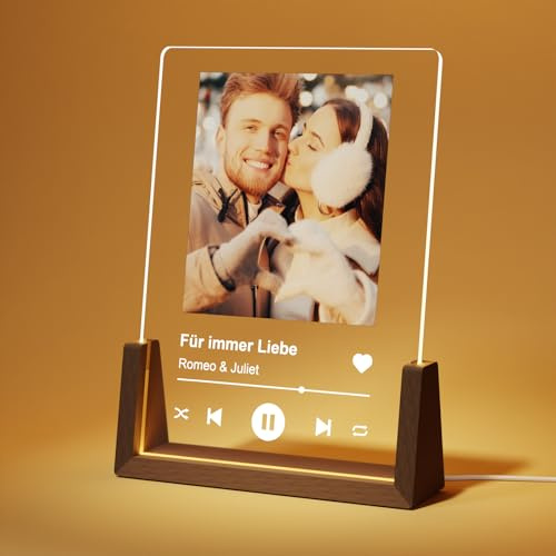 Giftove Personalisierte Foto-Bilderrahmen - Geschenke für Frauen & Freundin | Spotify Glas Personalisierte Geschenk für Ihn Sie Partner & Paare - Fotogeschenk für Geburtstag, Jahrestag, Weihnachten