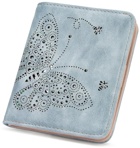 KITEVIUN Small RFID Wallet Women Ultra Thin Slim Womens Wallet Mini Compact Bifold Pocket Ladies Wallets for Women BLUE