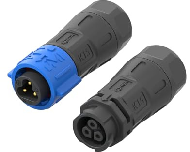 AOHUA K15 Waterproof Connector 3 Pin Male/Female Plug, IP68 Cable Connector for Ø5.0-8.5mm Wire, 300V/10A Quick Connect Electrical Junction Box for Outdoor LED Lighting (5-Pack, Blue)