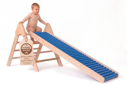 WoodsCraft - 2in1 Set: Indoor Rutsche mit Kletterdreieck | Kinderrutsche - Rollenrutsche: viele Sinneserfahrungen | Rutsche & Pikler Dreieck: Klettern Kinder & Baby Indoor