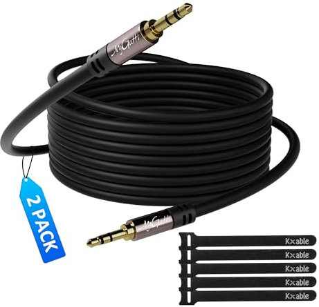 Mygatti Aux Kabel 3,5mm Klinkenkabel(3 Meter,2 Stück) Klinke auf Klinke Stereo Audio Klinkenkabel für Auto, Kopfhörer, PC, Handy, Tablets, Lautsprecher, MP3/ MP4 Player usw. (mit 5 Kabelbindern)