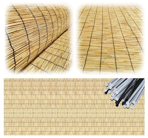 Balkon Sichtschutz Sichtschutzmatte für Gartenzaun und Terrasse Schilf Schutz Schilfrohrmattenzaun Schilfmatten Sichtschutz Wind und Wetterfest Dekoration und Privatsphäre(B2,1.3x3.0 m 4.3x9.8 ft)