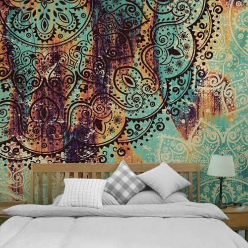 Wycian Wall Tapestry Trippy Mandala Wandtuch Mehrfarbig Blume Mikrofaser Tapestry Art Upgrade Vertikale Ausrichtung Weich 150X130cm （Breite x Höhe）