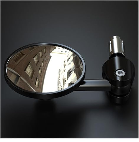 Lenkerendenspiegel Motorrad Retro Modifizierter Lenkerspiegel Voller Winkel Klappbarer Rückfahrlenker-Rückspiegel Motorrad-Dekorationszubehör Motorrad Spiegel(2pcs Convex Mirror)