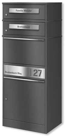 Metzler® boîte à Colis avec Serrure sécurisée et Gravure personnalisée INOX Gris métallisé DB 703 – réception sans Contact – 2 boîtes aux Lettres – Usage extérieur Durable – Bispo 2