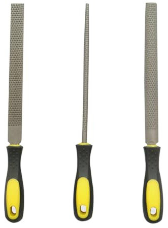 Mivanta Lot de 3 limes en acier carbone avec sac de rangement, lime plate, demi-ronde pour métal, bois et plus encore