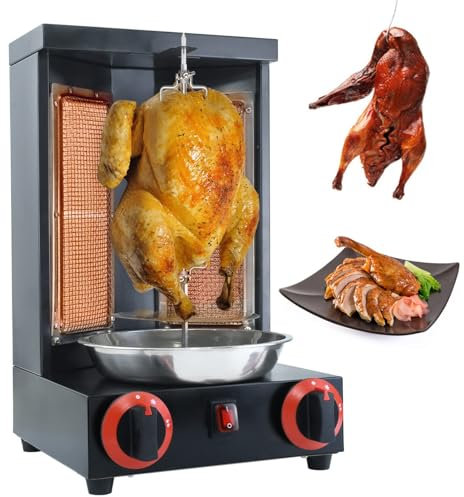 RSQQL Shawarma Macchina for Doner Kebab con 2 fuochi, griglia elettrica for Kebab, girarrosto for Carne giroscopica for polli da Carne Verticale, for Cucina Domestica Commerciale