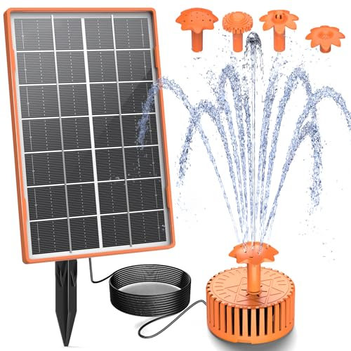 AISITIN Fontana solare per esterni, pompa solare per fontana da 3,5 W, con diversi effetti di spruzzo, pompa solare per laghetto con cavo da 3 m, fontana solare per esterni, giardino, stagno, gioco