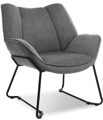 homeguru Loungesessel moderner Relaxsessel, Lounge Einzelsofa mit Polster, Lesesessel Balkon Sofa Blütenblattform mit Armlehnen Kleine Couch Schmink Stuhl Sessel Ergonomie, 72X 67X 80 cm (Grau)