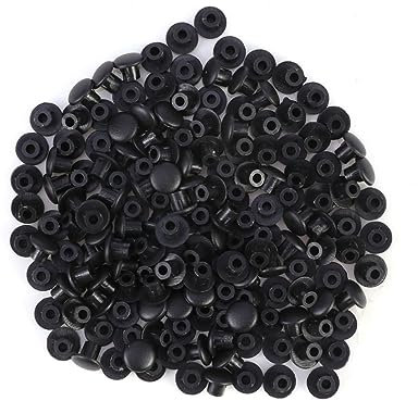 FUNOMOCYA 100pcs 5mm Black Hinge Screw Covers Cabinet Hinge Decorative Plugs for Cupboard Drawer Window Door Furniture Plate Caps for Kitchen and Internal Doors