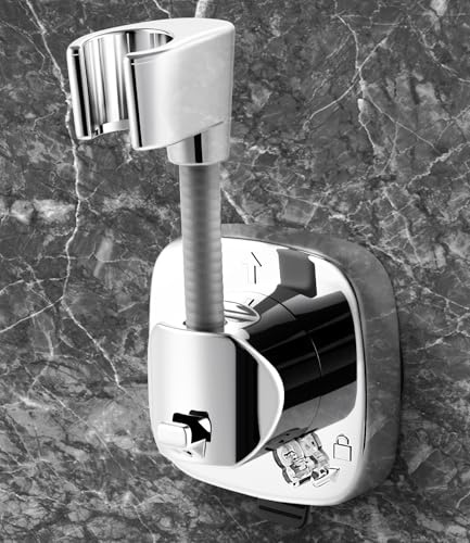 Qixora Support Pomme de Douche Amovible, Support de Douche à Main Remplaçable à Rotation 360° sans Perforation Support De Pommeau De Douche Antidérapant, Résistant à la Rouille, Réglable en Hauteur