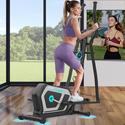 Ellittiche Da Casa con App, 3-in-1 Ellittica Ultra Silenziosa con 16 Livelli di Resistenza,volano da 6 kg, Monitor LCD, Pedale Antiscivolo, Portabottiglie, Cyclette Ellittica Fino a 287 LBS