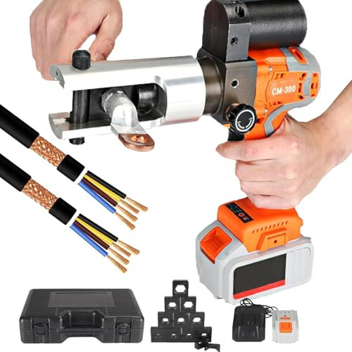 Outil De Sertissage Pour éLectriciens,Sertisseuse De CâBle AlimentéE Par Batterie,Pince à Sertir Professionnelle 16-300mm² - Sertisseuse Hydraulique Électrique Rechargeable, 4.0 Ah Batterie